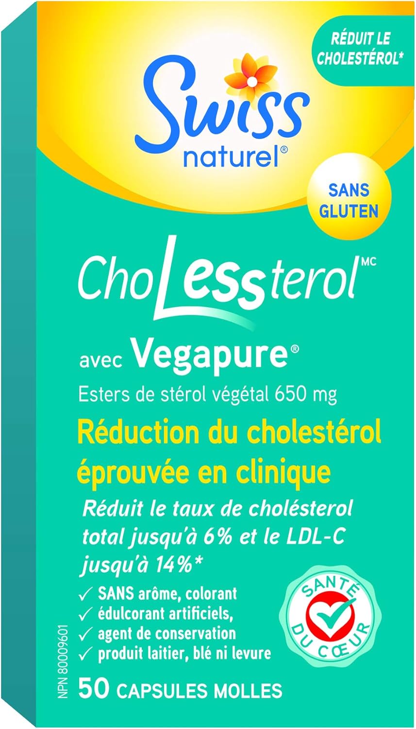 瑞士天然膽固醇,含Vegapure | 經臨床驗證,可降低低密度脂蛋白膽固醇,改善心臟健康 | 植物固醇酯 | 50粒軟膠囊 | 650毫克