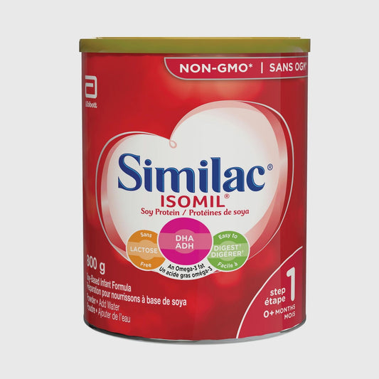 Similac Isomil 1 段非转基因大豆婴儿配方奶粉,不含乳糖,新生儿配方奶粉,0+ 个月,800 克,800 克