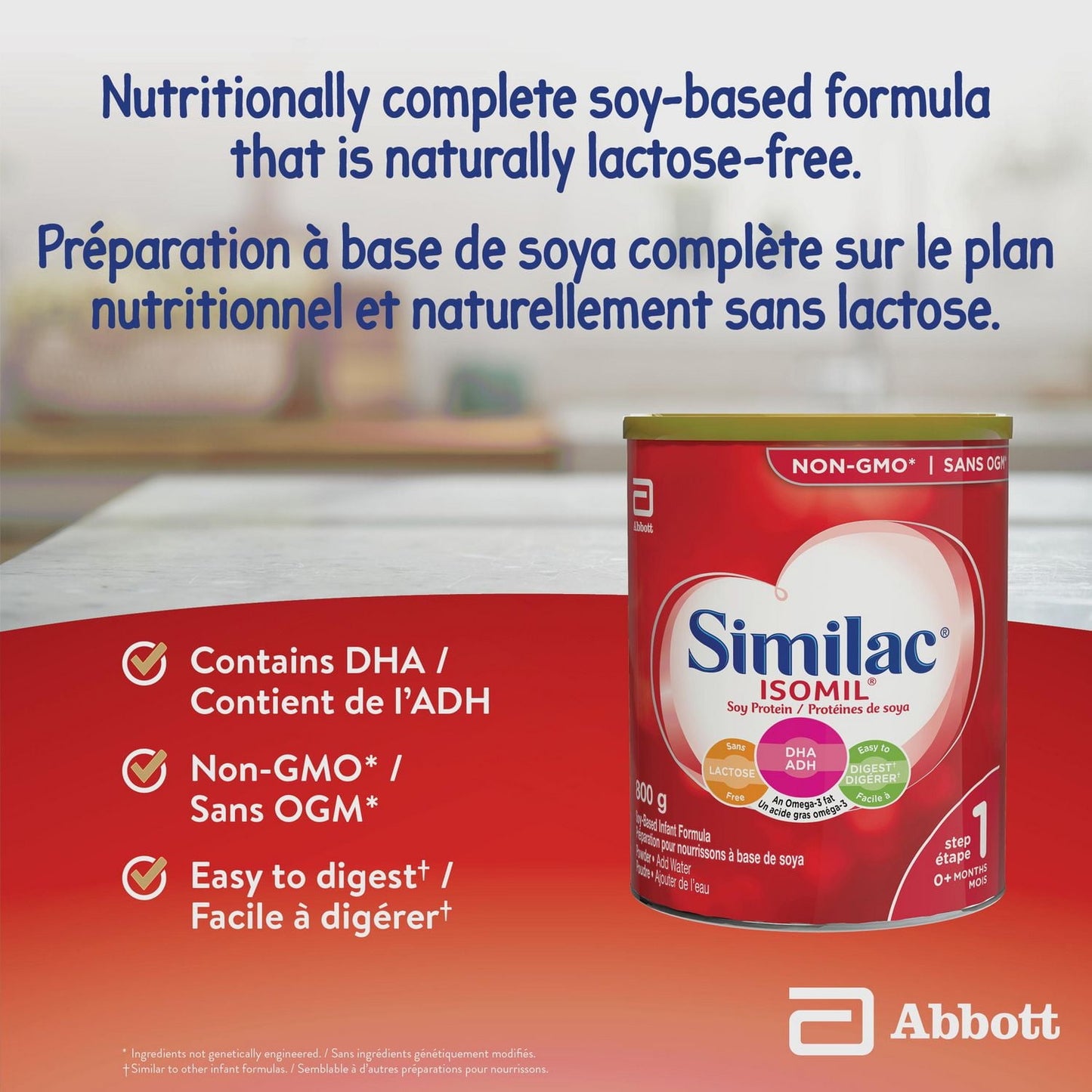 Similac Isomil 1 段非基因改造大豆嬰兒配方奶粉,不含乳糖,新生兒配方奶粉,0+ 個月,800 克,800 克