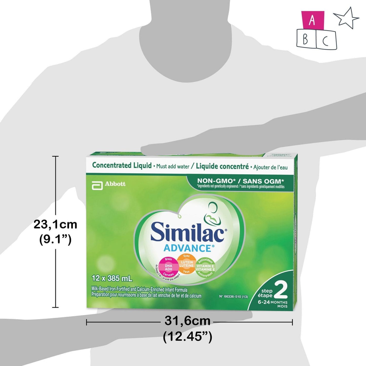 Similac Advance Step 2 非基因改造嬰兒配方奶粉,嬰兒配方奶粉,濃縮液,6-24 個月,12x385 毫升,12 x 385 毫升
