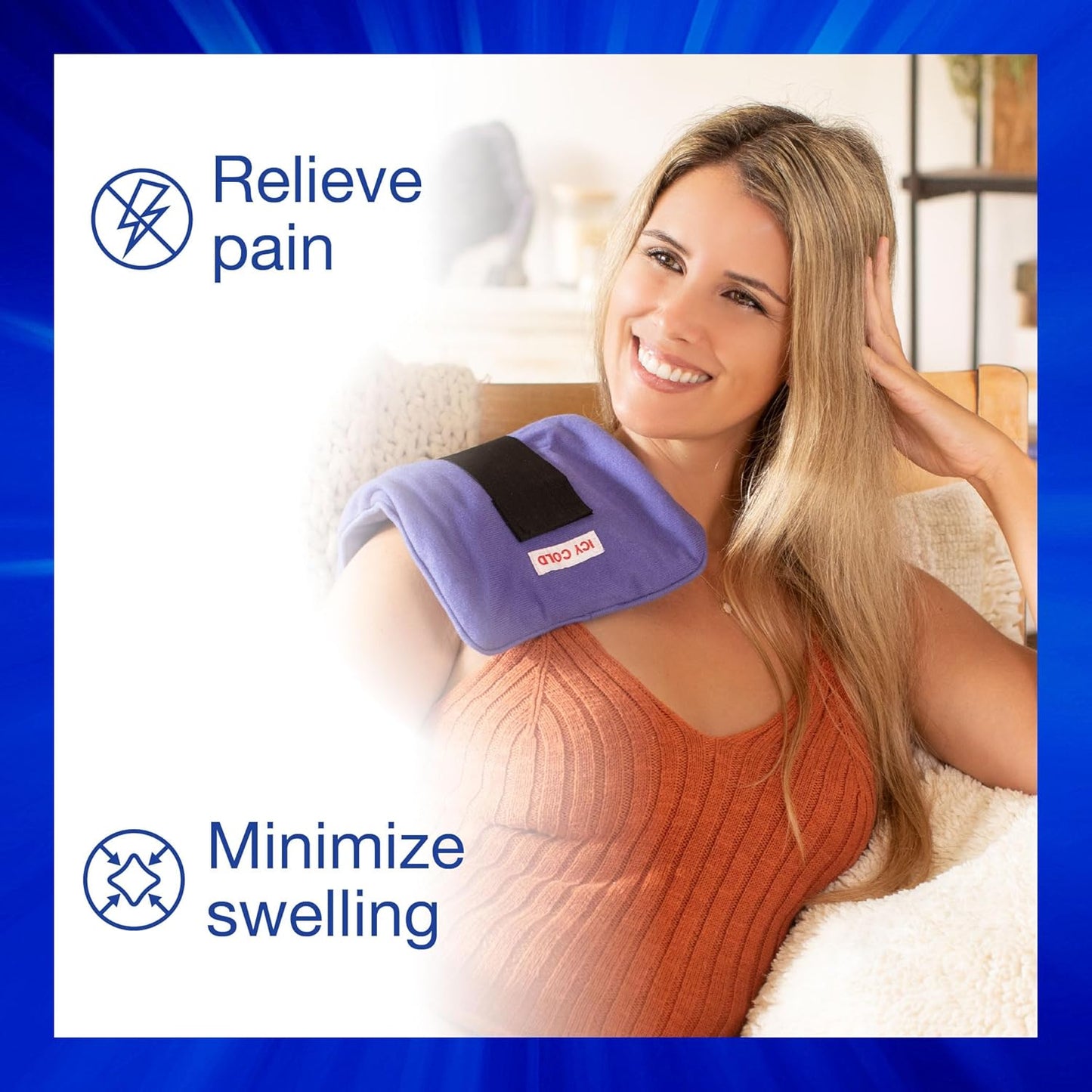 Thermipaq ICY Cold Pain Relief Wrap - Large 8x14 Thermal Clay Knee Ice Pack Wrap for Knee Pain Relief - Long Lasting - Adjustable Strap for Shoulders, Neck Pain Relief, Back Pain Relief, & Elbow