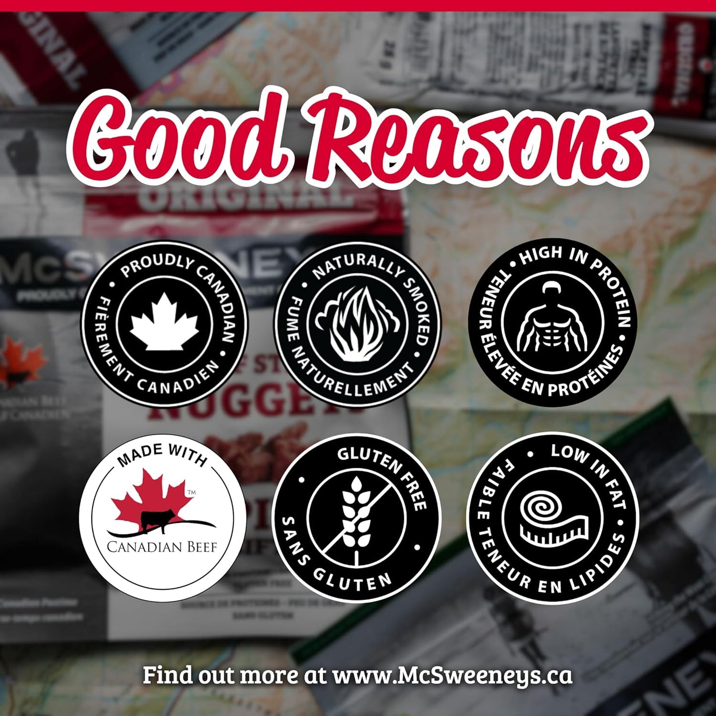 McSweeney's Original Beef Steak Nuggets Box. 100% Made in Canada, High Protein Snacks, Gluten Free, Low Fat, Meat Snacks, Naturally Smoked, Shelf Stable, Bulk Case 85g (Pack of 12)