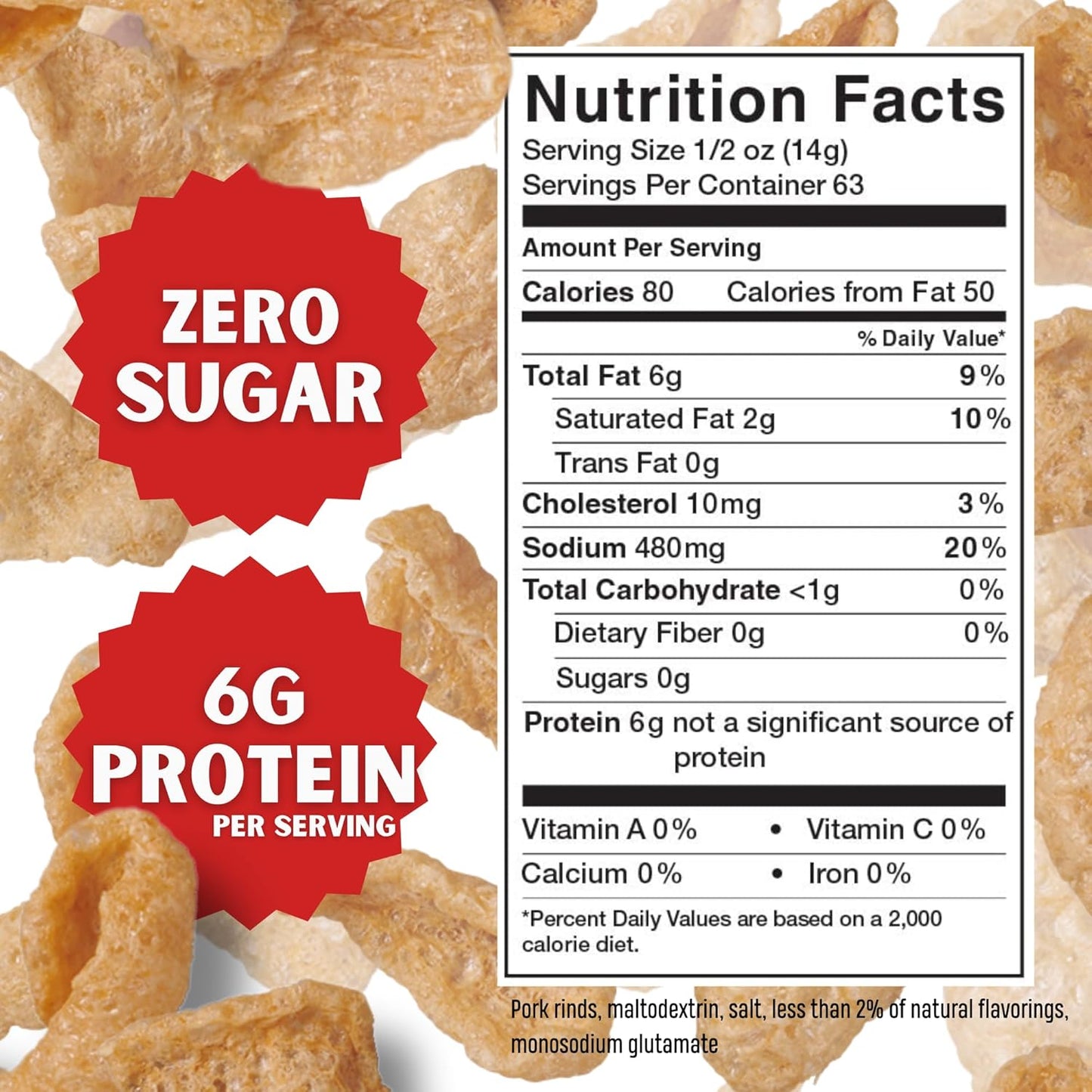 Lowrey's Original Bacon Curls, Microwave Pork Rinds (Chicharrones), 1.75 Ounce Package, 18 Count