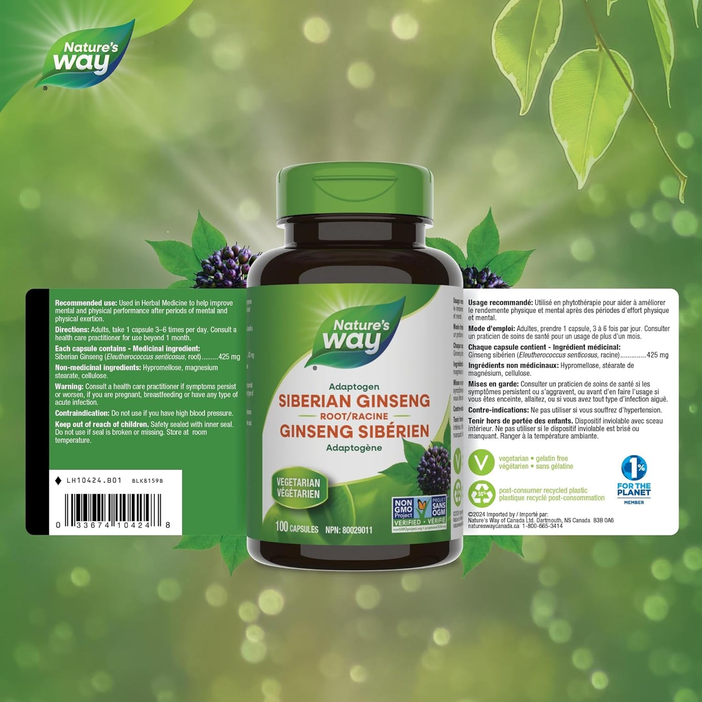 Nature's Way Siberian Ginseng Root Capsules – Helps Improve Mental & Physical Performance - Non-GMO – 100 Vegetarian Capsules