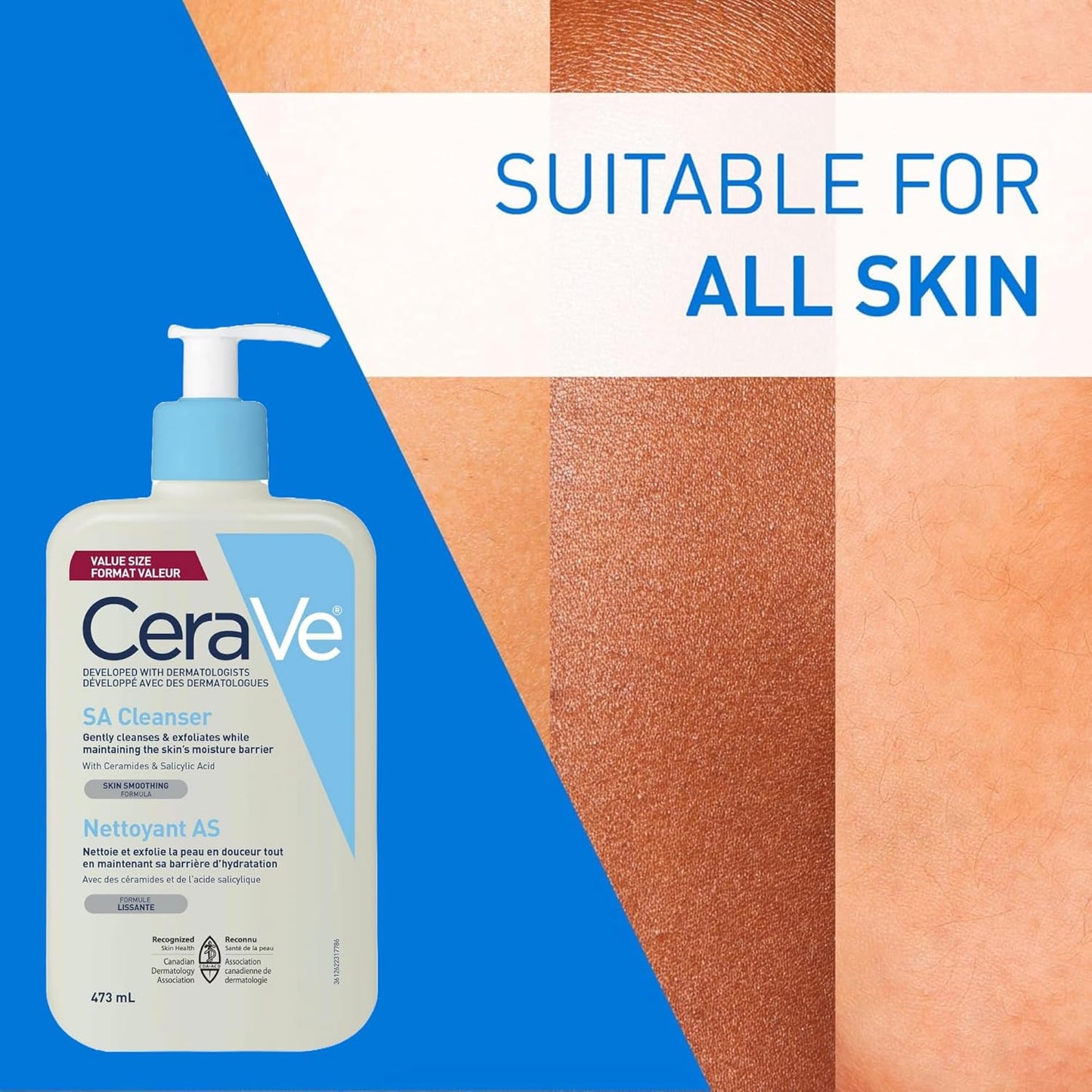 CeraVe SALICYLIC ACID Cleanser, Renewing SA Smoothing BHA Exfoliant for Face. Suitable for Keratosis Pilaris & Psoriasis. Gentle Cleanser With Hyaluronic Acid, Niacinamide, Vitamin D & Ceramides. Fragrance Free, No micro…