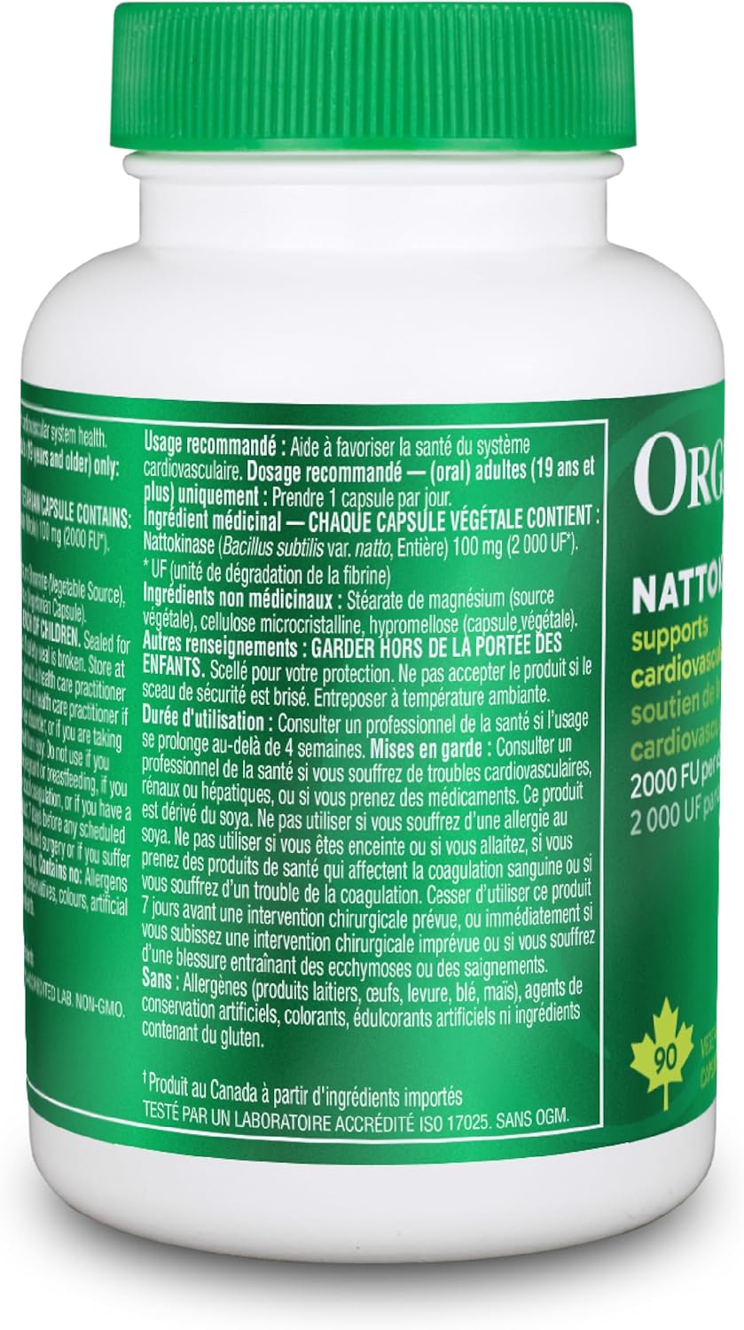 Organika Nattokinase 2000 FU Cardiovascular Support – High-Potency, Heart & Blood Circulation Supplement– One Capsule per Day, Non-GMO, Vegan, Gluten-Free – 90vcaps
