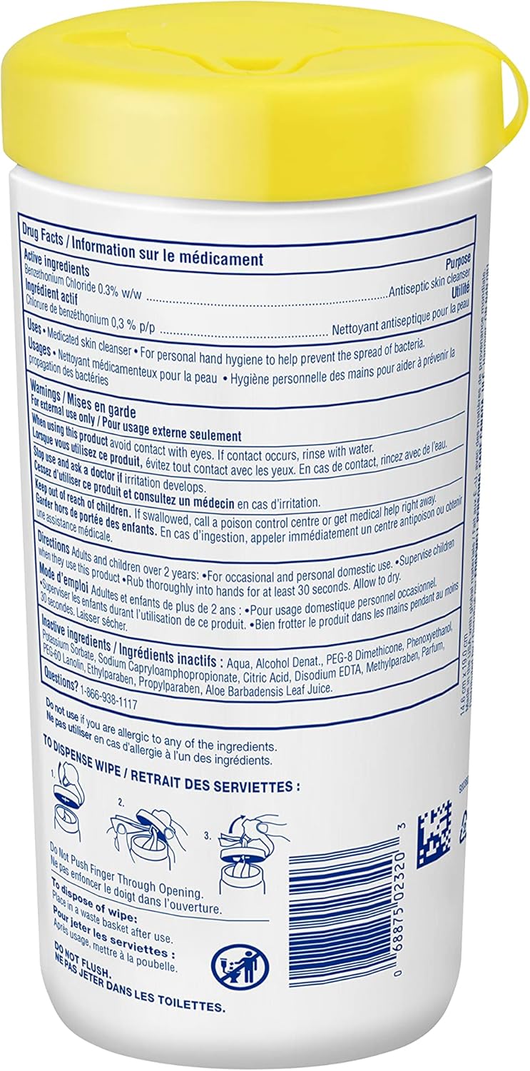 Wet Ones Antibacterial Hand Wipes, Citrus Scent, Wet Wipes, 40 Count Canister
