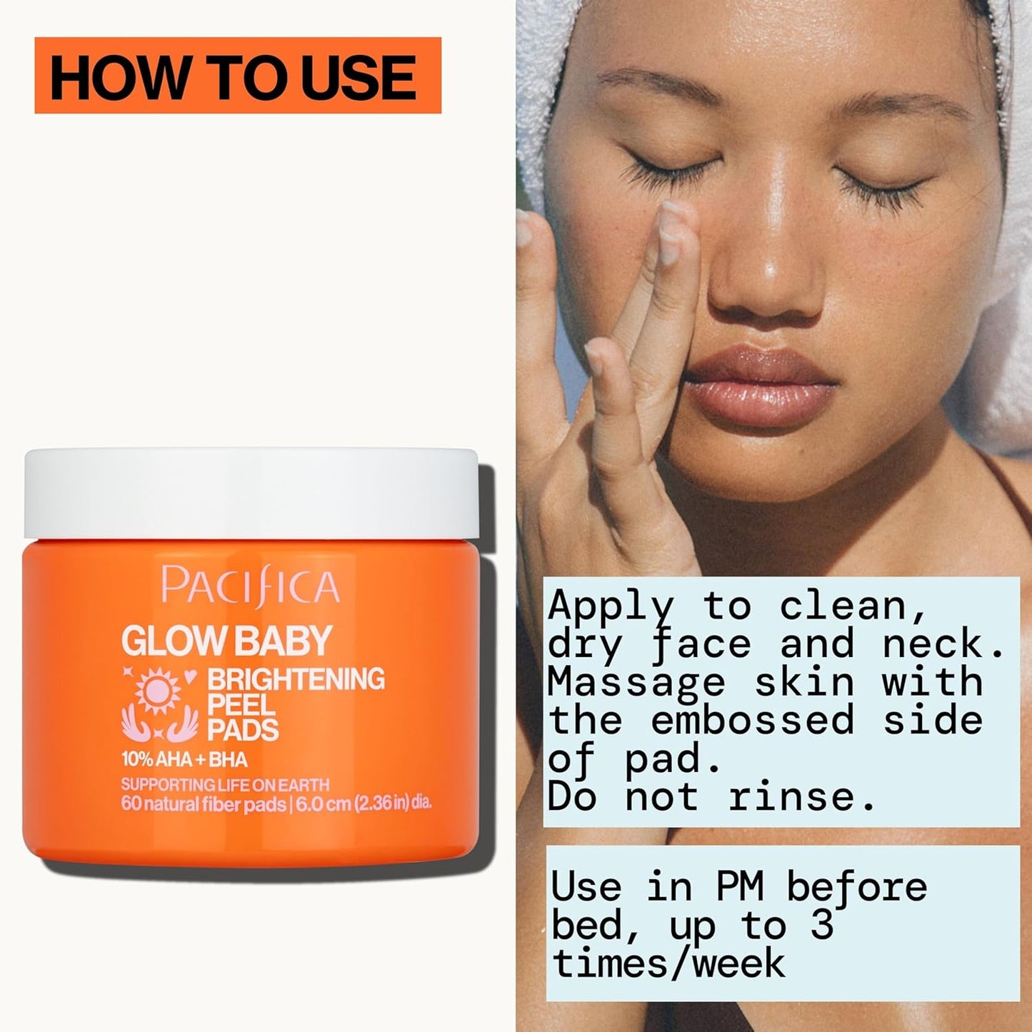 Pacifica Beauty Glow Baby Brightening Peel Pads 10% AHA + BHA, Skincare, Exfoliating, Skin Texture, Minimize Pores, For All Skin Types, Fragrance Free, Clean Skin Care, Vegan - 60 Pads (1 Count)