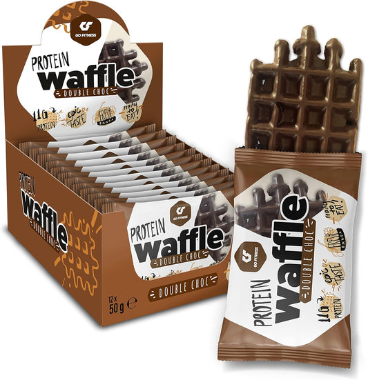 GoFitness Protein Waffle - Ready to Eat - Double Chocolate Flavour - 11g Protein - 12x50g (Pack of 12)