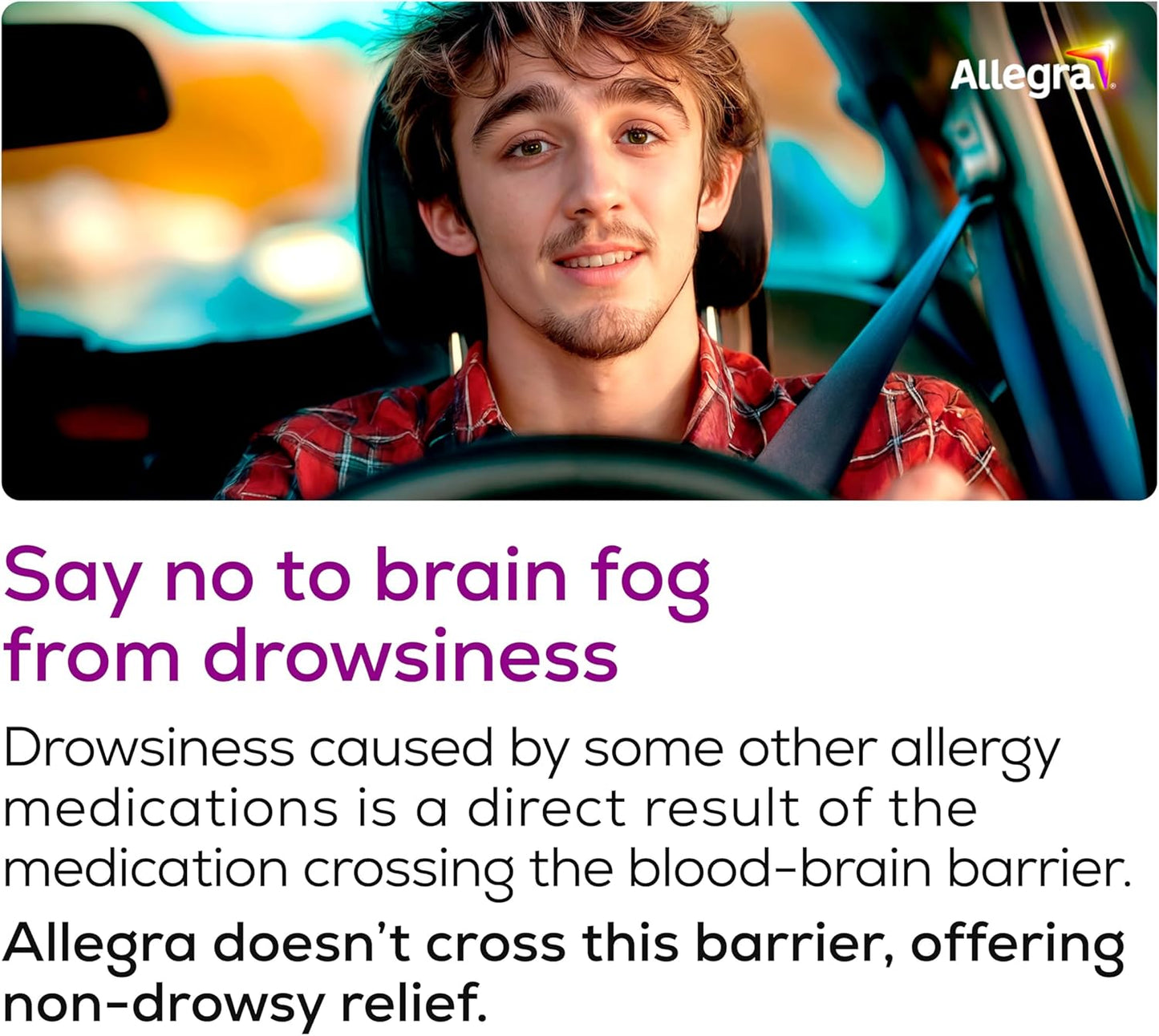 Allegra 24 小时抗过敏药,不引起嗜睡,快速有效的多症状抗过敏药,用于缓解打喷嚏、流泪和喉咙发痒,盐酸非索非那定 120 毫克,30 片