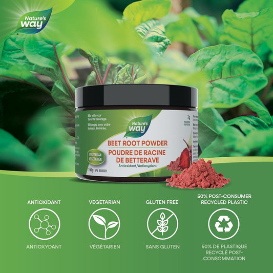 Nature's Way 優質甜菜根粉 - 抗氧化支持、易於混合、適合素食主義者且不含麩質的補充劑 - 150 克(50 份)