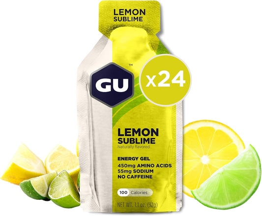GU ENERGY 能量凝膠,檸檬味,24 粒 & GU ENERGY 原味運動營養能量凝膠,香草味,24 粒裝