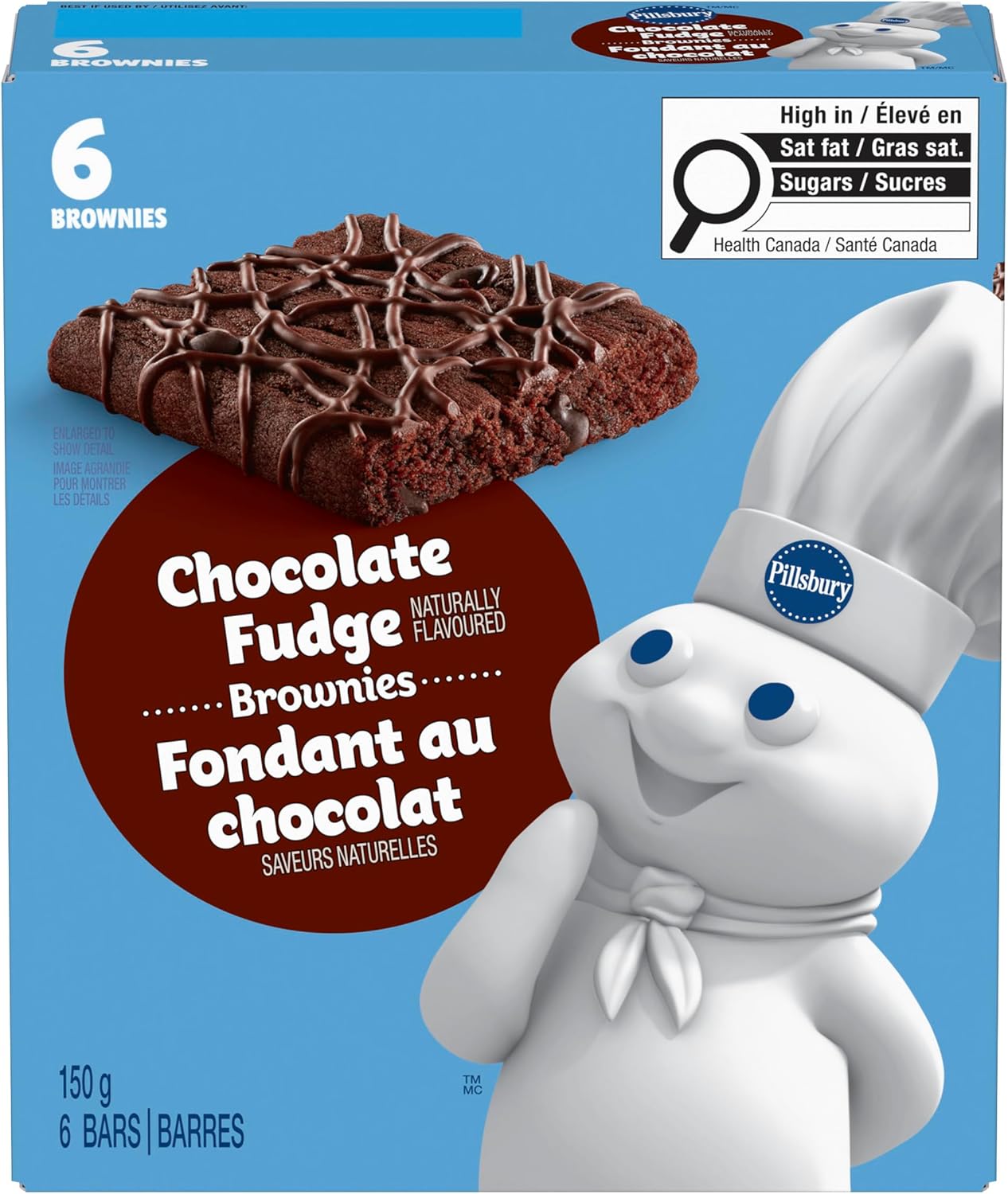 皮尔斯伯里巧克力软糖布朗尼棒,6条装,零食棒