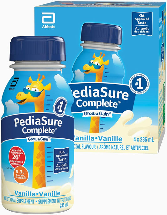 PediaSure Complete,營養補充劑,兒童營養奶昔,可作為早餐飲品,香草味,4 x 235 毫升瓶裝