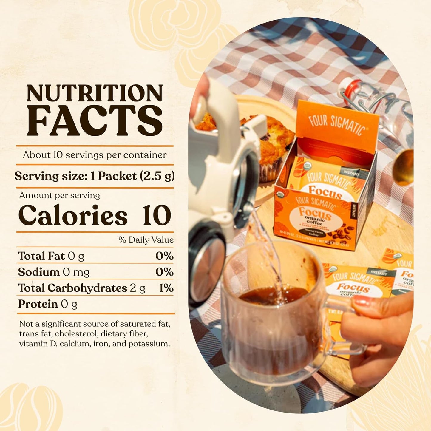 Four Sigmatic Think 速溶蘑菇咖啡 | 阿拉比卡速溶单品咖啡,含狮鬃菇、白桦茸和红景天 | 有机蘑菇咖啡速溶粉,有助于提高注意力和增强免疫力 | 10 包