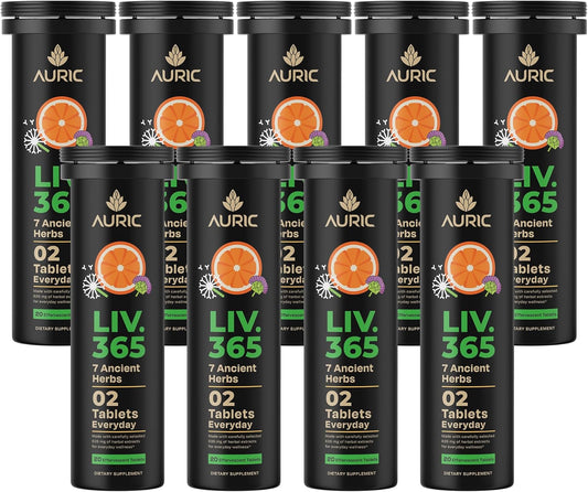 Auric 草本护肝补充剂 | 奶蓟草(水飞蓟素)、姜黄、大蒜、生姜,有益于肝脏健康 | 先进的排毒清洁配方,有效促进肝脏健康 | 180 片