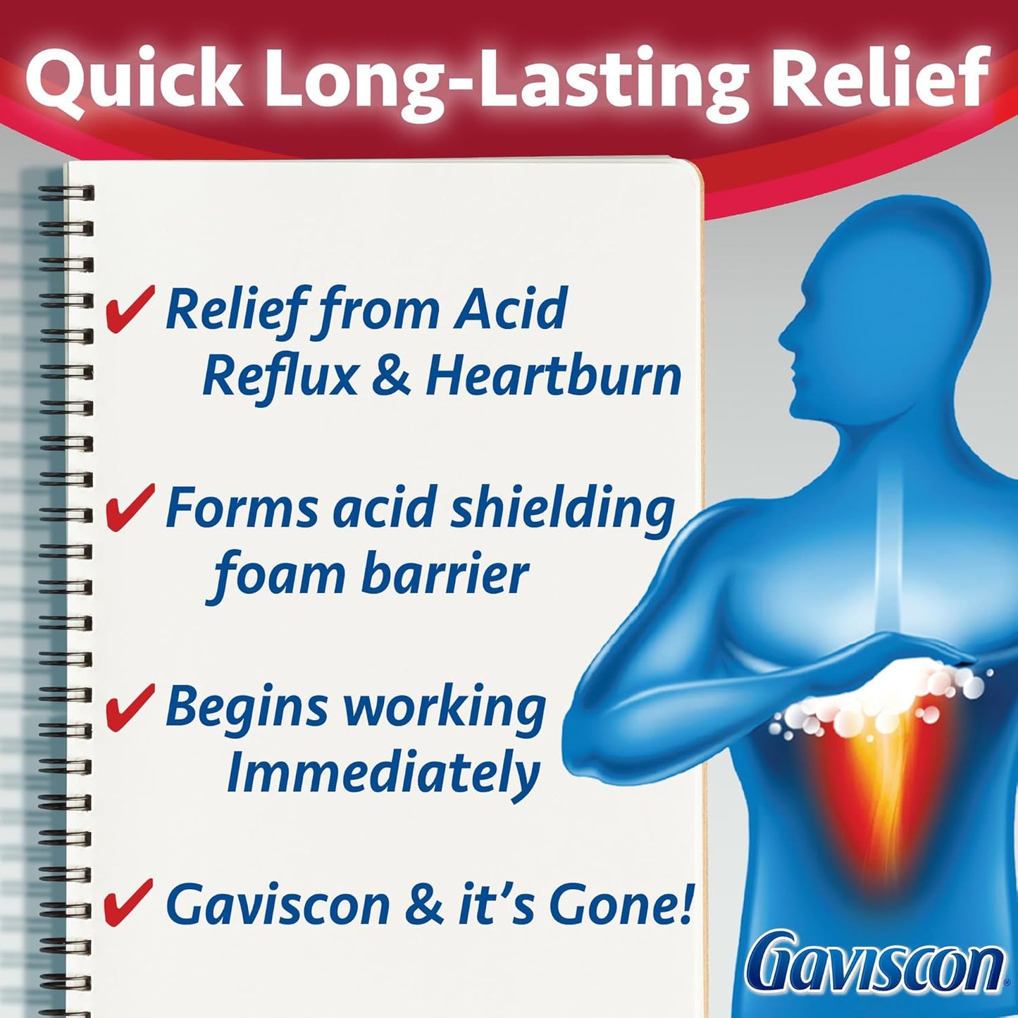 Gaviscon Regular Strength Tablets - 100 Count - Chewable Foaming Antacid Tablets for Day and Night Heartburn Relief, Acid Reflux and GERD Relief, Fruit Blend - Free of Aluminum, Lactose and Gluten