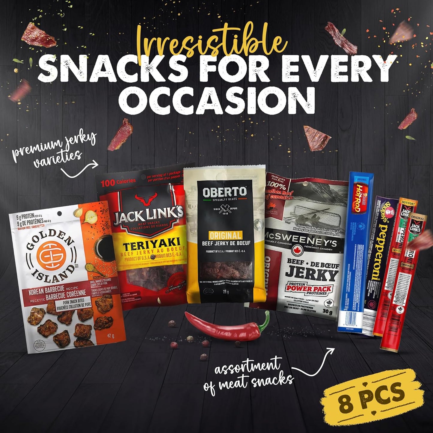 Beef Jerky And Pepperoni Fathers Day gift idea for him - Birthday Gifts For Men - Meat Gift Basket for Men- Carnivore Snacks for Adults - Gifts for Boyfriend - Father's Day Gift Basket - (Mailer Box Version)