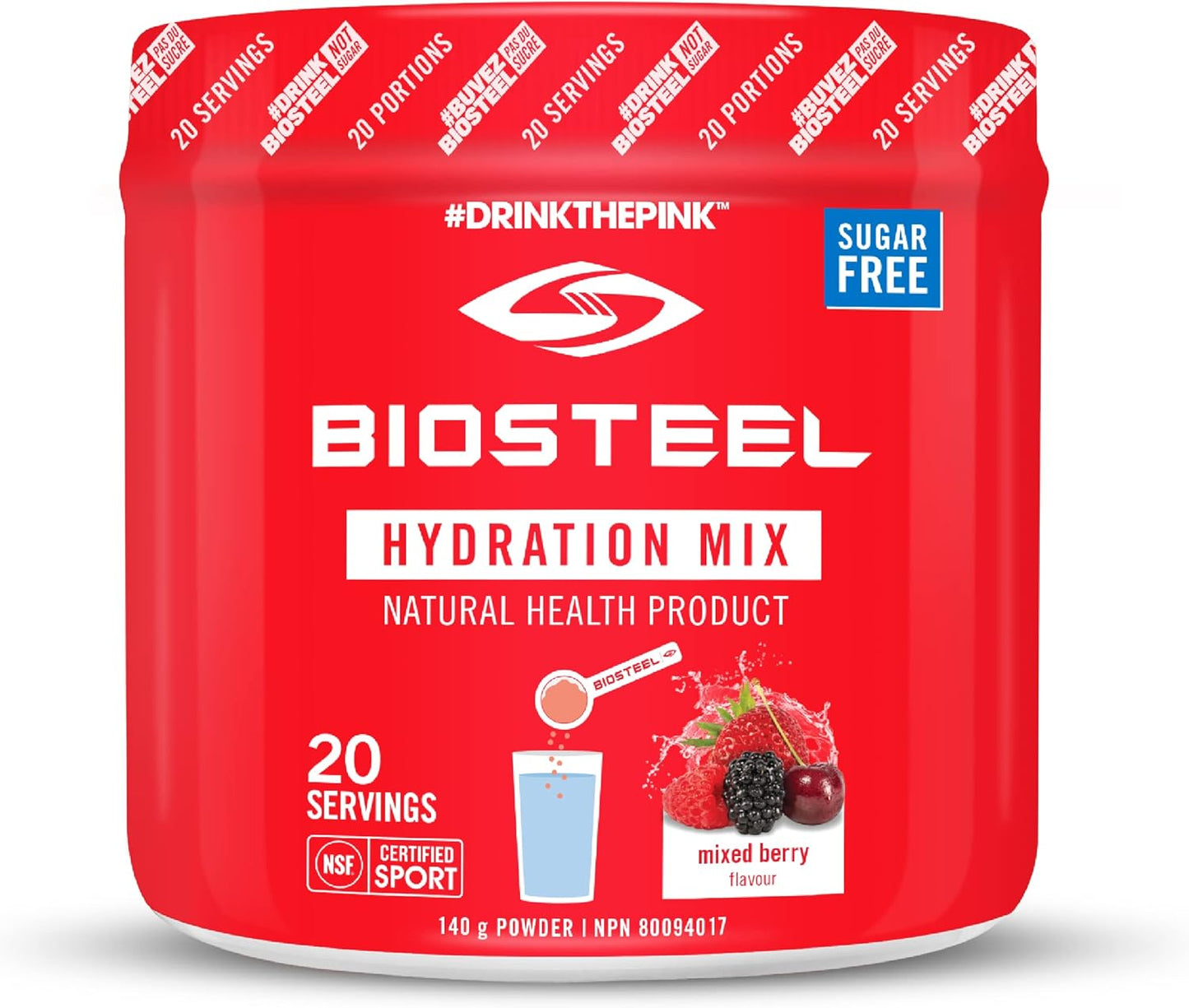 BioSteel 补水混合浆果+柠檬青柠套装(每套 20 份),零糖补水饮料混合物