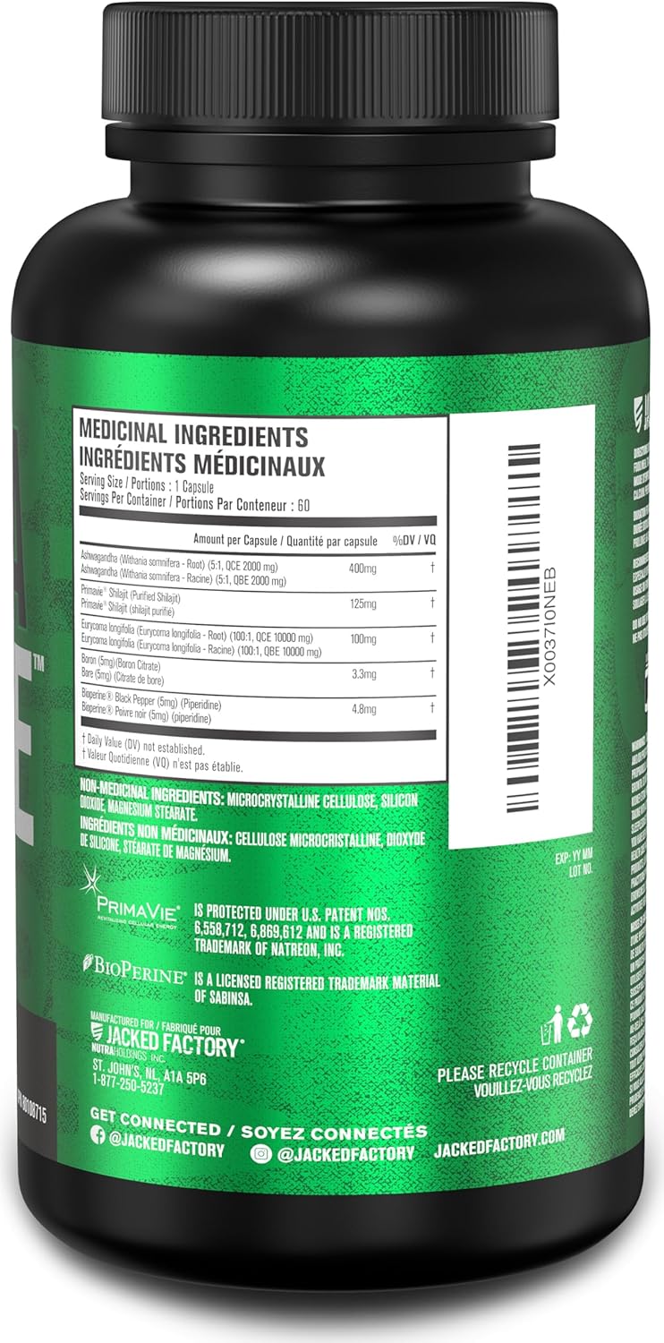 Primasurge Testosterone Booster for Men - Natural Test Supplement to Improve Vitality, Lean Muscle Growth, & Strength with PrimaVie Shilajit, Ashwagandha, & More - 60 Capsules