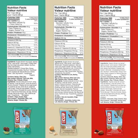 ClIF BAR,多种包装,独立包装,6 种不同口味,格兰诺拉麦片棒,高蛋白,含 70% 有机成分,68 克(16 包)