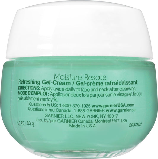 Garnier Moisture Rescue Face Moisturizer Gel Cream, 24 Hour Hydrating Skin Care with Vitamin E & Antioxidants, Lightweight + Oil Free, 50ml