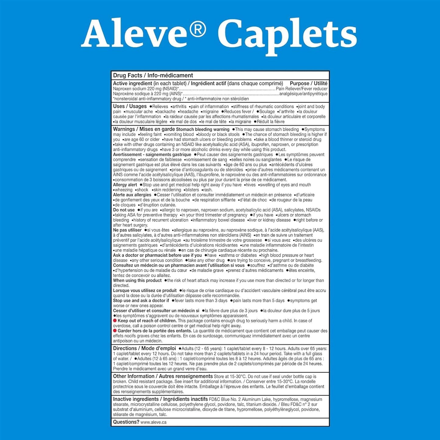 ALEVE Pain Relief Caplets, Up To 12-Hour Relief, Naproxen Sodium 220mg, 24 Caplets