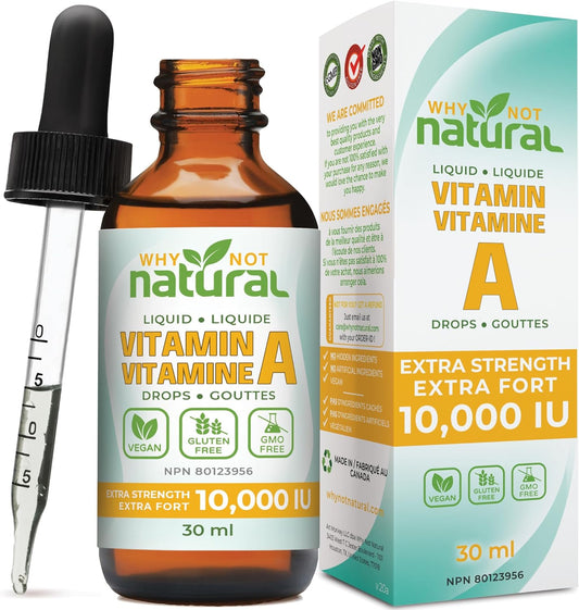 維生素 A 滴劑 10000 IU - 液體視黃醇棕櫚酸酯與椰子 MCT 油,純素膠束化維生素 A 補充劑,適用於皮膚和痤瘡