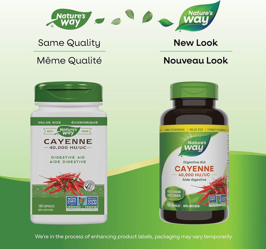 Nature’s Way Cayenne 40,000 HU – Herbal Digestion & Peripheral Circulation Supplement – Cayenne Pepper Capsules – Vegetarian, Non-GMO – 180 Capsules