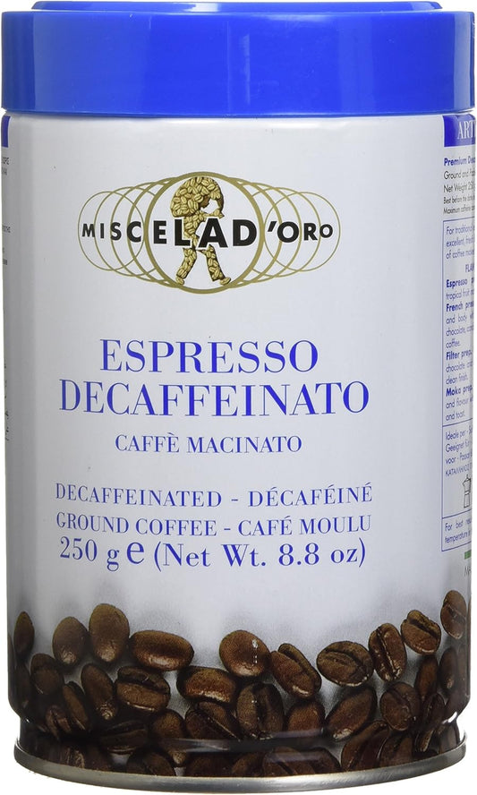 Miscela D-Oro 無咖啡因研磨咖啡,適用於製作濃鬱正宗的意大利濃縮咖啡,250克