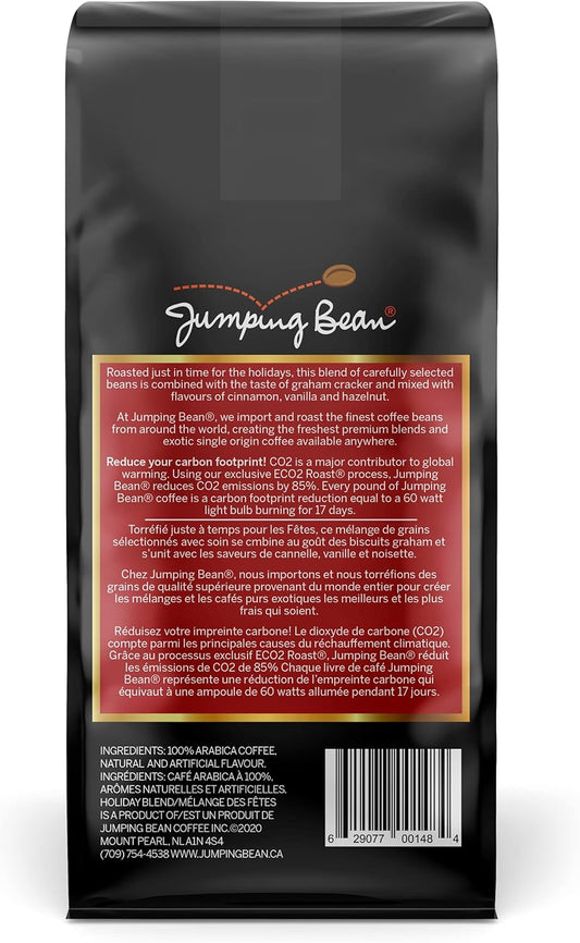 Jumping Bean 節日混合公平貿易風味研磨咖啡,ECO2Roast,優質咖啡,加拿大製造,非基因,節日混合,340克