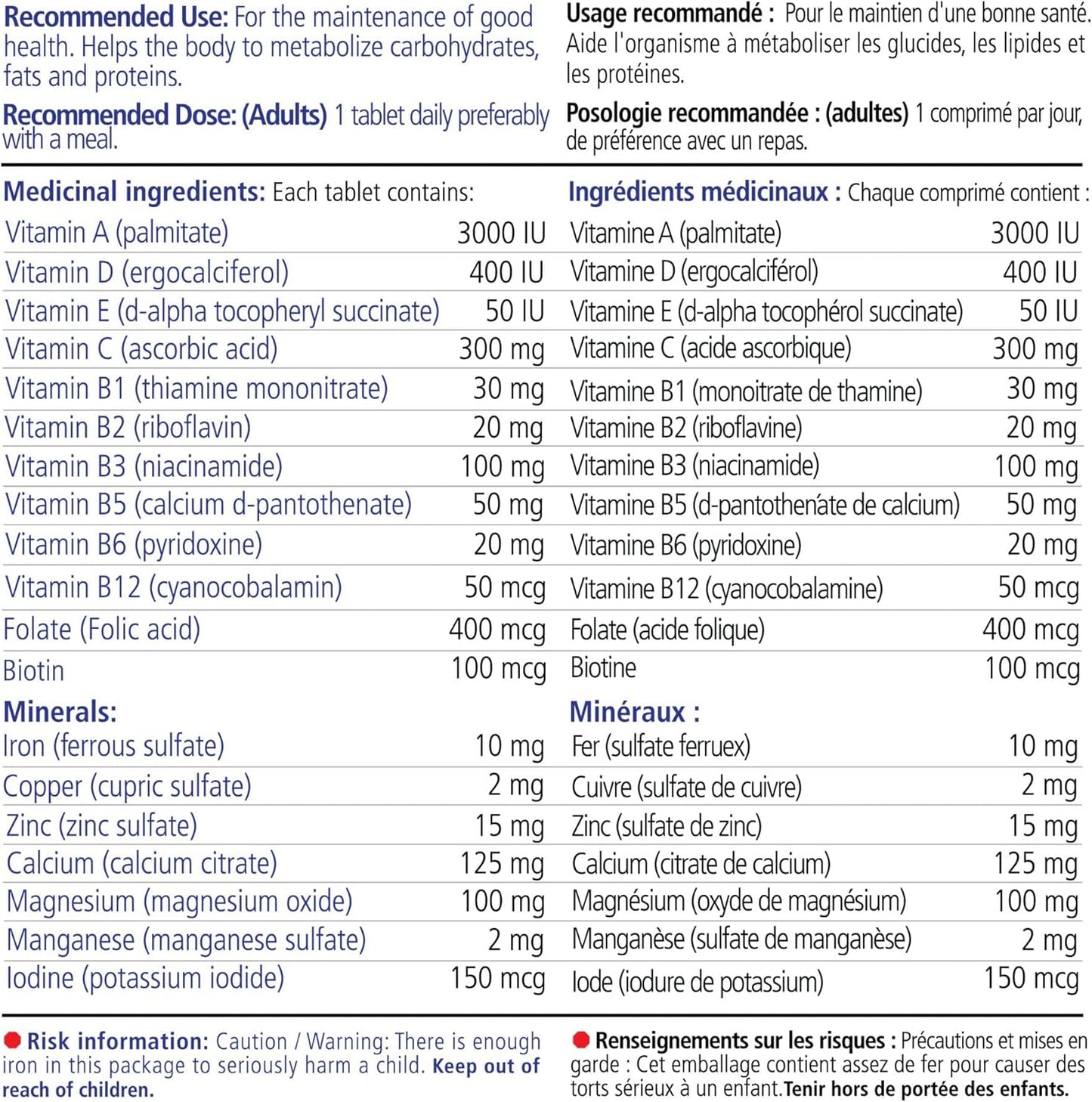 VITALITY 女士高效复合维生素 - 每日一片,缓释维生素和矿物质,铁、碘、B 族维生素 C、钙、镁和维生素 D3,能量、骨骼和免疫支持,30 片