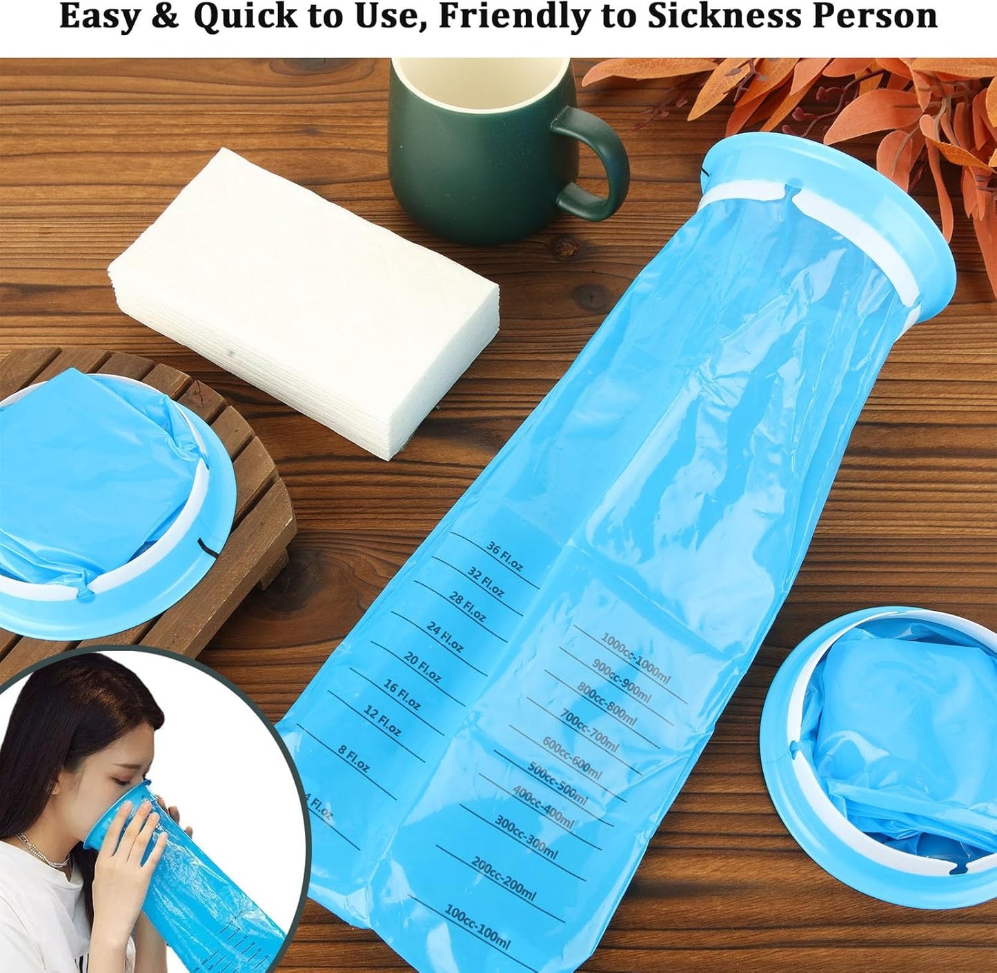 Acrux7 100 Pack Vomit Bags Disposable Emesis Bag for Car Boat Travel