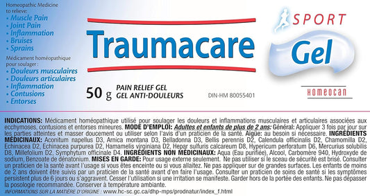 Homeocan Traumacare Sport Gel 50g Tube, Arnica Gel for Active Lifestyles, Quick-Absorbing, Non-Greasy, Homeopathic Preparation, Comforts Soreness from Physical Activity, Minor Bumps & Everyday Strains