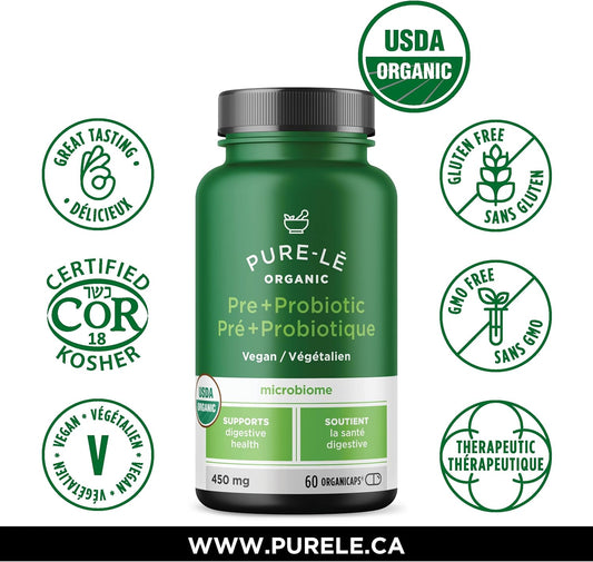 Pure-lē Organicaps – 有機益生元+益生菌膠囊,60粒