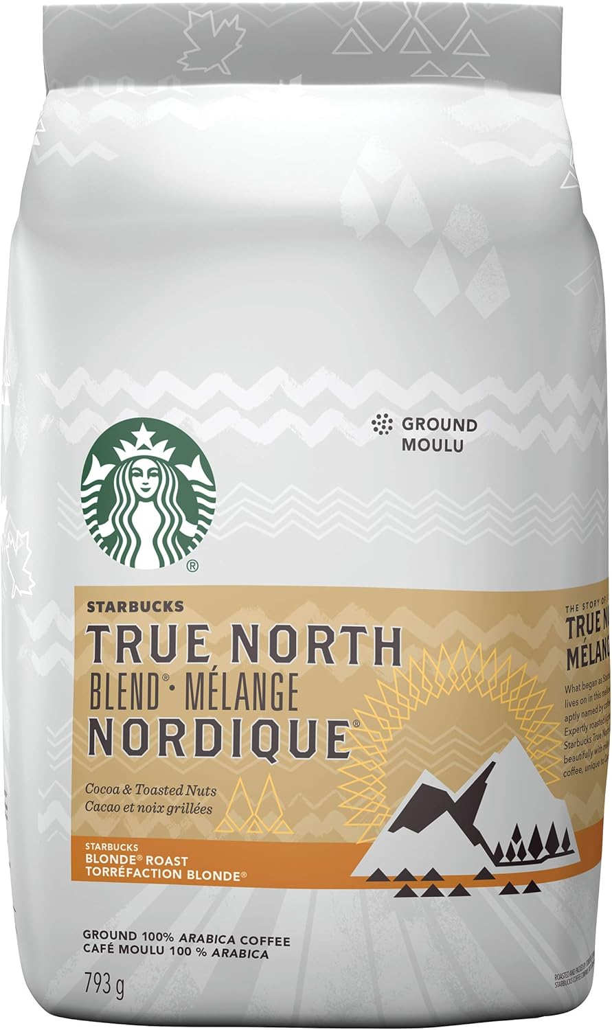 星巴克派克市场烘焙研磨咖啡,中度烘焙,793 克 & True North 混合研磨咖啡,金黄色烘焙,793 克