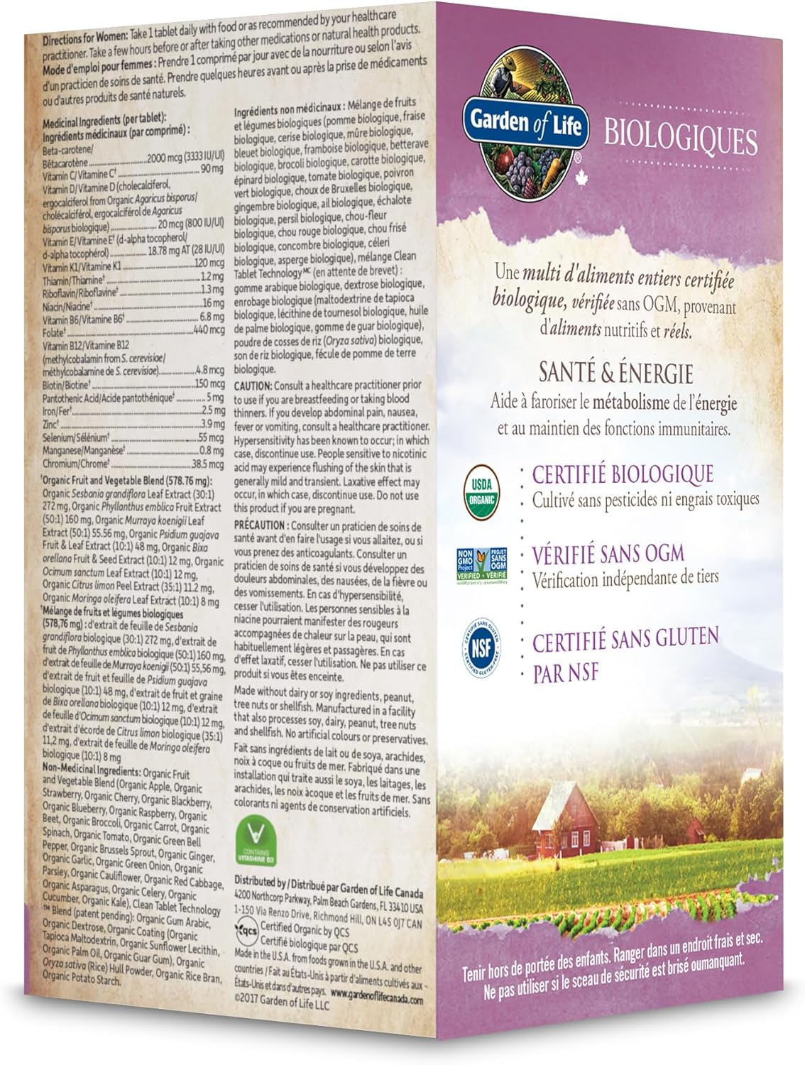 Garden of Life Organics 女士每日一次复合维生素,30 片装 | 支持免疫系统、能量生成、甲状腺功能、新陈代谢和胶原蛋白形成 | 非转基因、无麸质、纯素