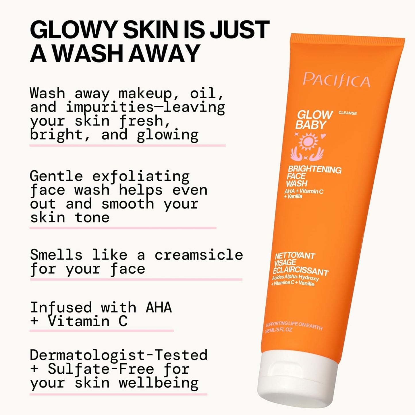 Pacifica Glow Baby Brightening Face Wash, 5 Ounce