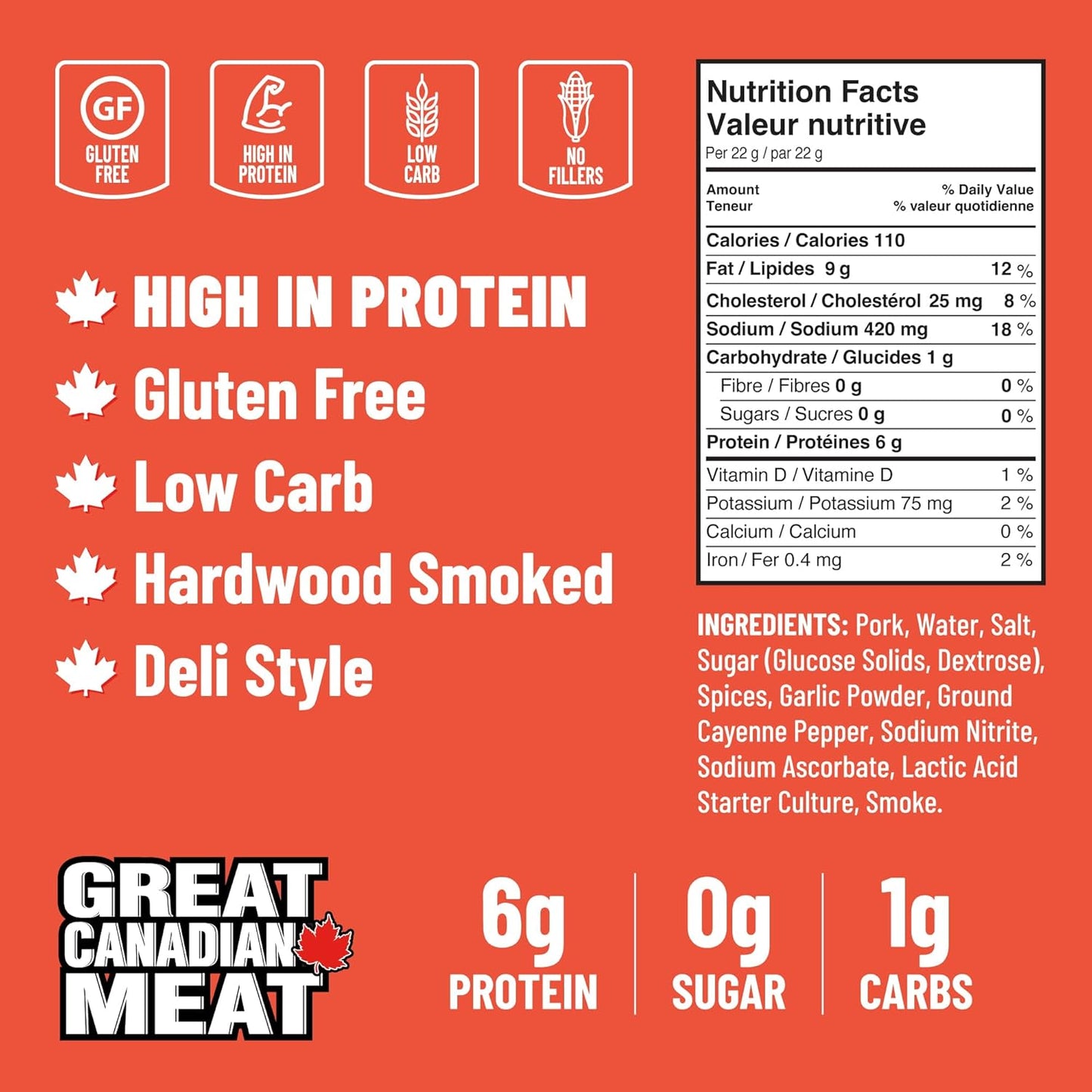 Hot Pepperoni Sticks Box, 18 x 22g Caddies by Great Canadian Meat, Meat Stick Snacks, Bulk Pepperoni Sticks Box for Carnivores. Perfect for Snacking, Gluten Free, High in Protein'