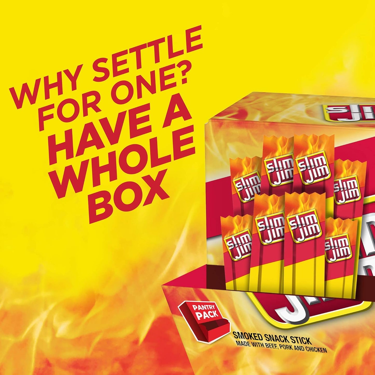 Slim Jim Smoked Snack Stick Pantry Pack Original 46 Count 0.28oz Stick (46 Count)