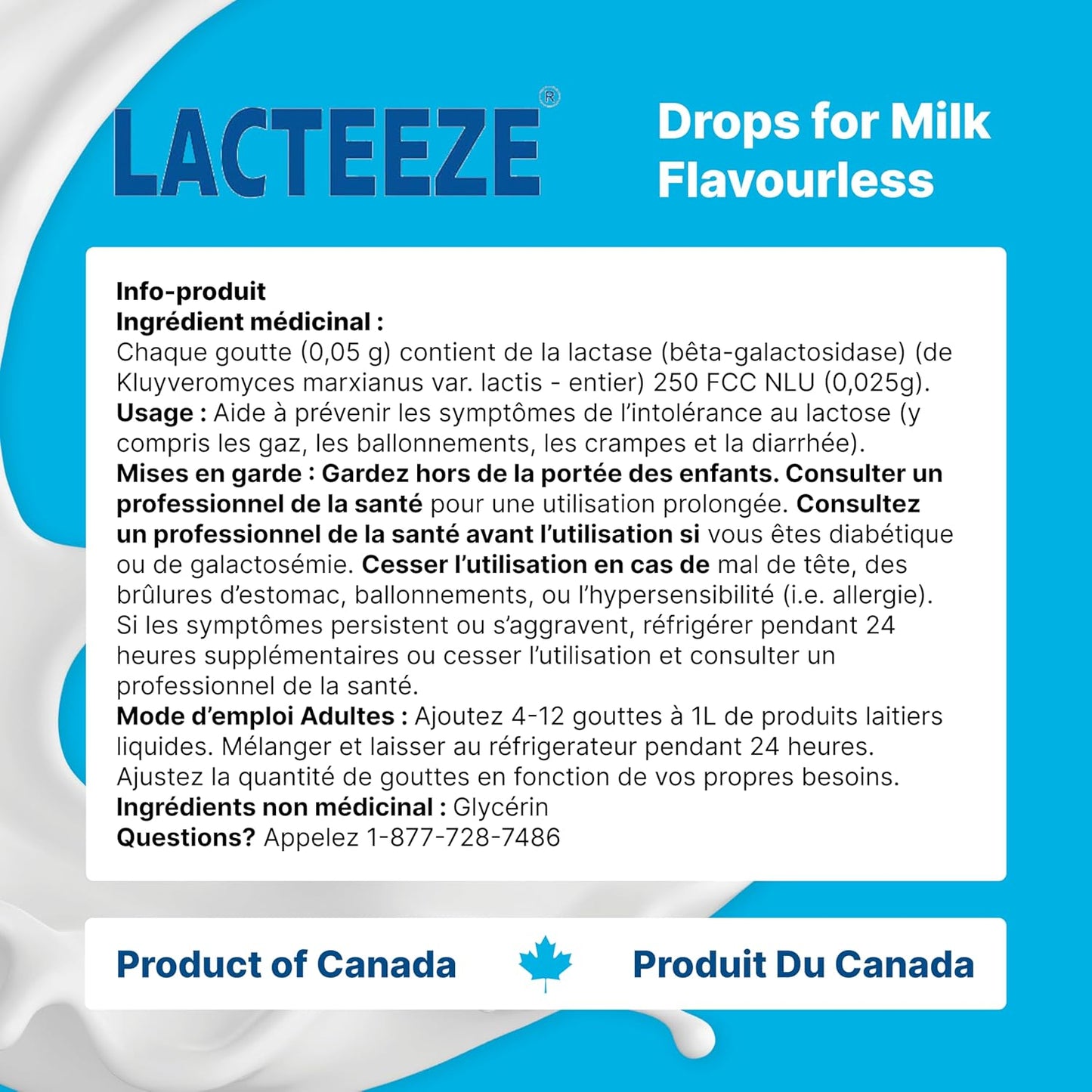 Lacteeze 牛奶滴剂,减少乳糖摄入,缓解胀气、腹胀、痉挛和腹泻,乳糖酶滴剂,缓解乳糖不耐症