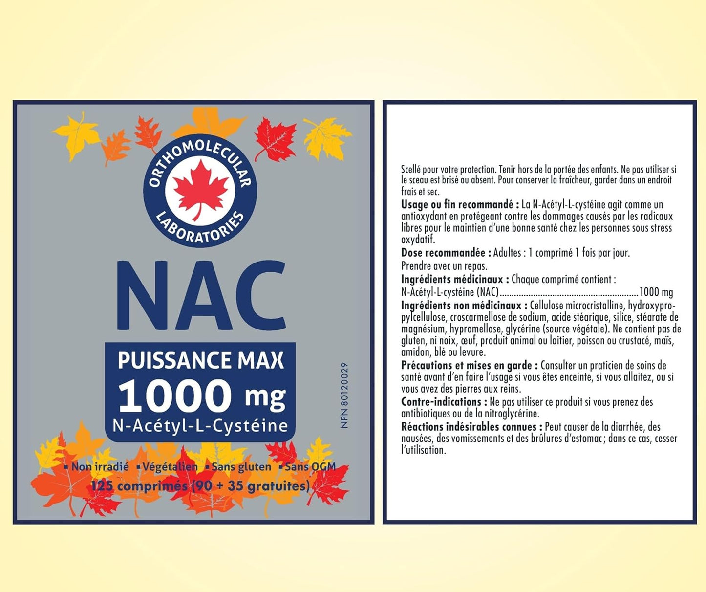 Orthomolecular Laboratories - NAC N-乙醯-L-半胱氨酸 1000 毫克,125 片,強效 125 天劑量 - 肝臟健康、肺部健康和呼吸系統補充劑 - N-乙醯半胱氨酸 NAC 穀胱甘肽補充劑