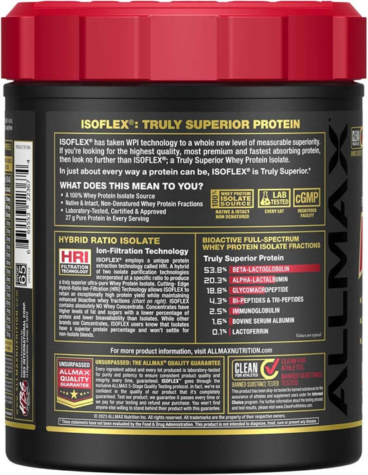 ALLMAX Nutrition - ISOFLEX - 100% Ultra-Pure Whey Protein Isolate - Vanilla - 1 Pound