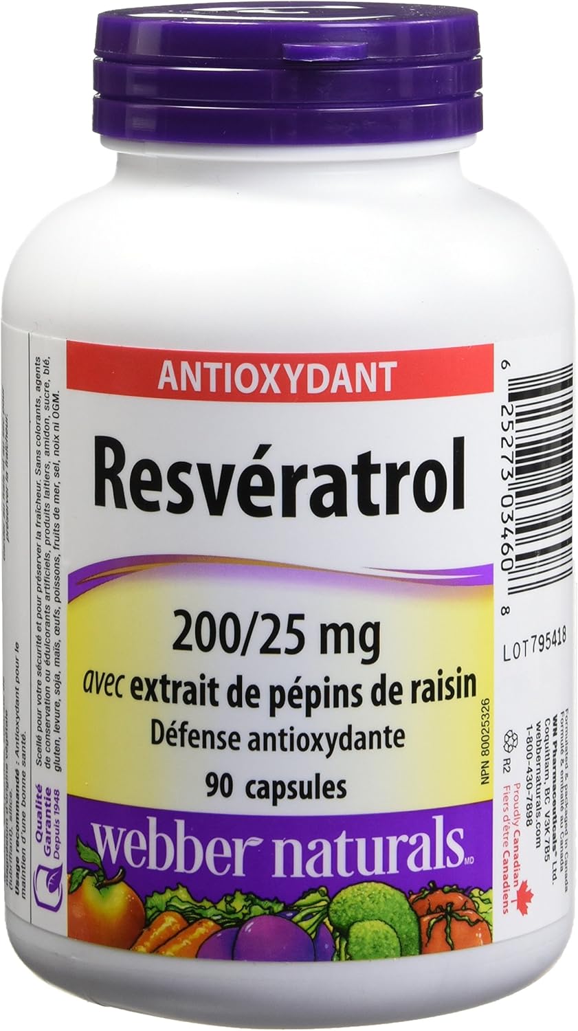 Webber Naturals 白藜蘆醇與葡萄籽萃取物膠囊,200/25毫克和歐米伽-3魚油1000毫克,210粒軟膠囊,支持心血管健康和大腦功能