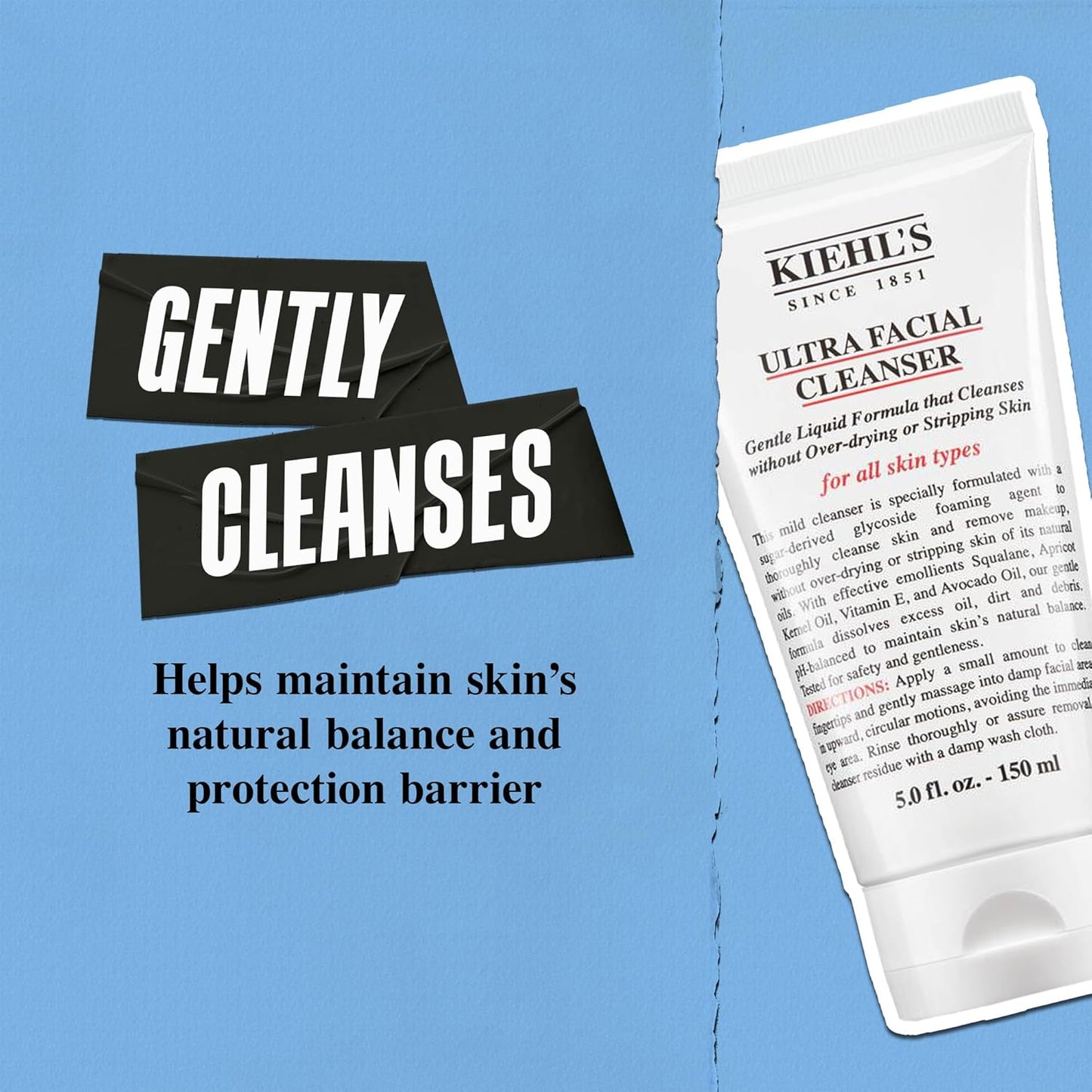 Kiehl's Ultra Facial Cleanser, Lightweight Foamy Facial Cleanser, Enriched Formula that Replenishes Skin Barrier, Gently Exfoliates and Moisturizes, Suitable for All Skin Types