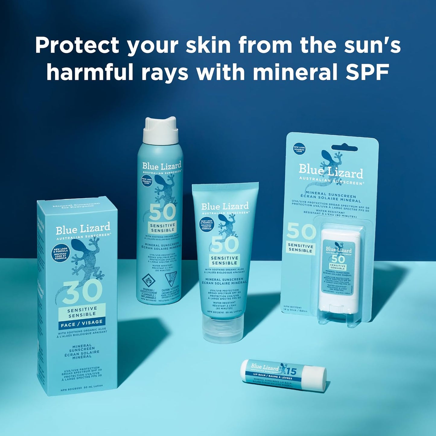 Blue Lizard Mineral SPF 15 Lip Balm 3-Pack, Vegan, Each Tube 0.13 oz