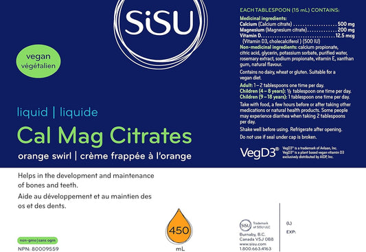 含維生素D3的檸檬酸鈣鎂液體,橘色漩渦