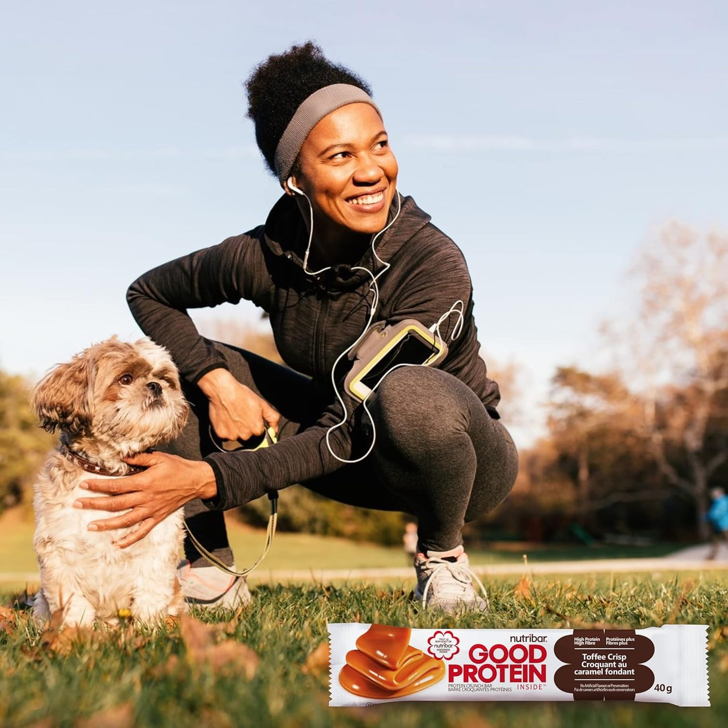 Nutribar Good Protein High Protein Bars Maple Crunch, Made in Canada, 14g Protein, 12 Bars