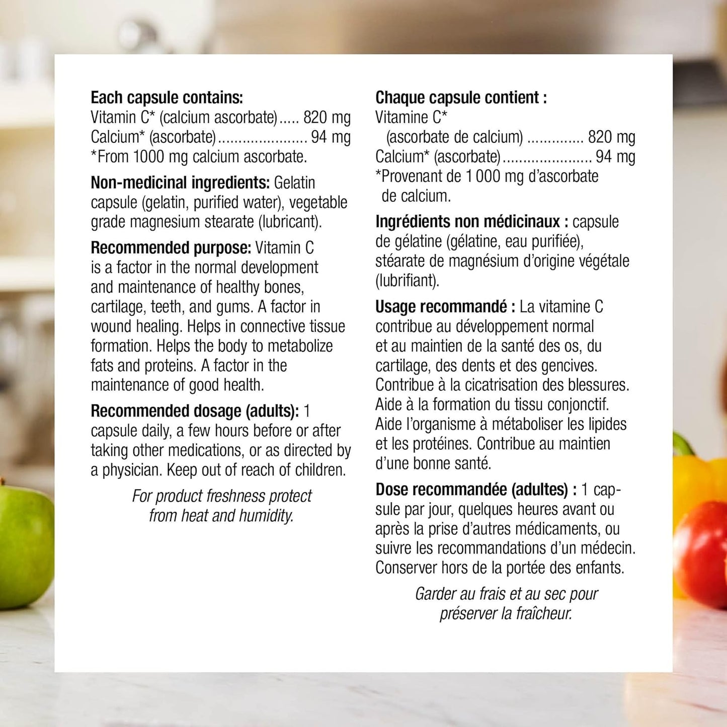 Webber Naturals 维生素 C 胃友好型 1000 毫克,120 粒胶囊,有益于骨骼、牙齿、免疫和抗氧化健康