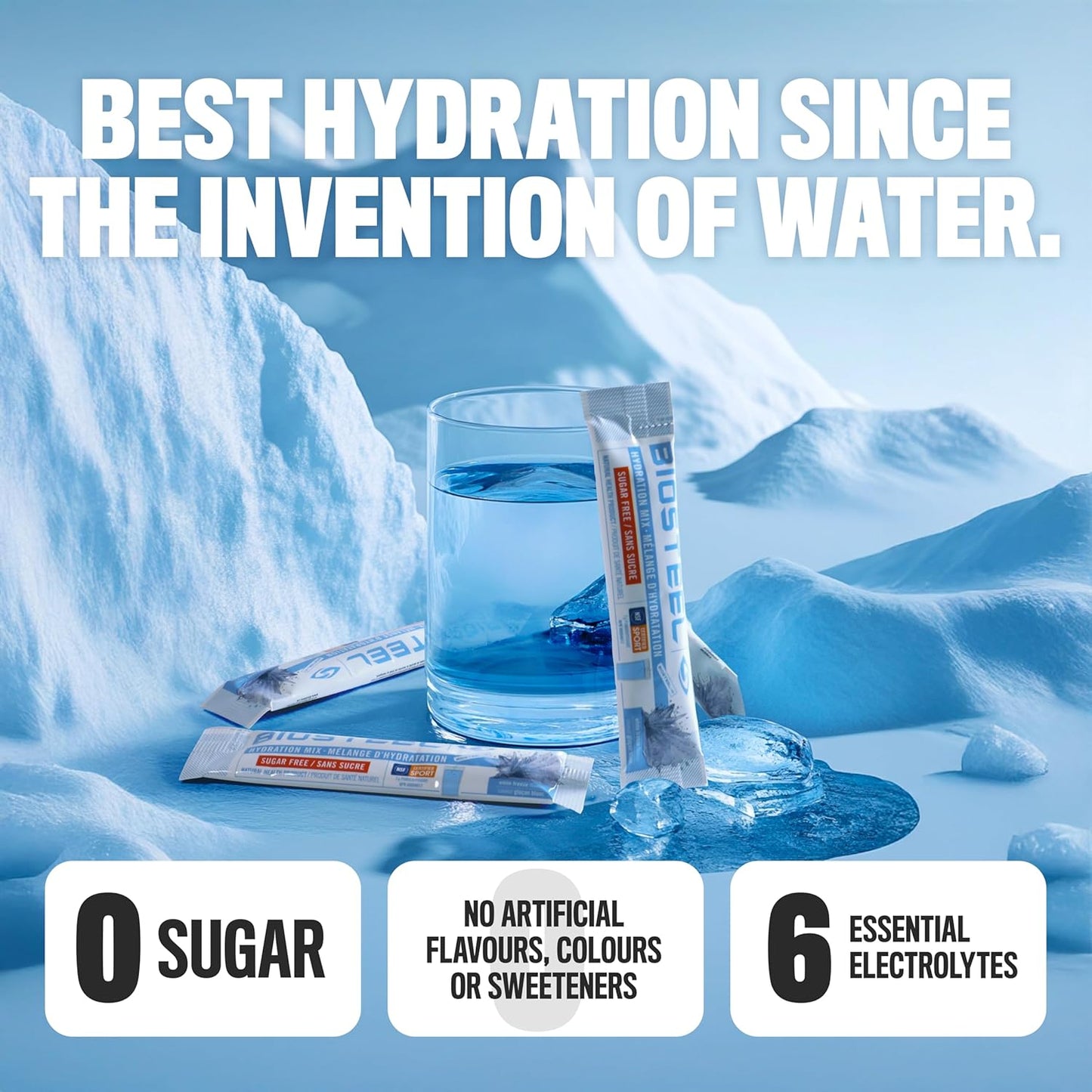 BioSteel 补水混合物,加拿大制造 - 美味补水,零糖,不含人工香料或防腐剂,白色冷冻口味,12 个独立包装